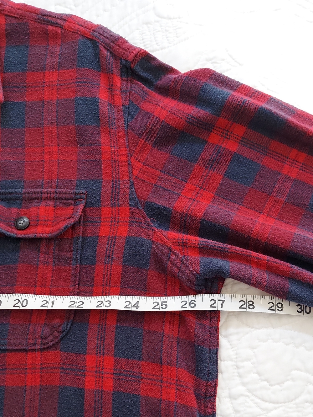 Sonoma Men's Navy & Red Plaid Button-Down Fleece Shirt Chest Pockets Size 2XLT▪︎ - Picture 8 of 9